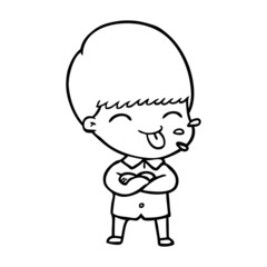 Fototapeta premium cartoon boy sticking out tongue