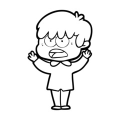 worried cartoon boy