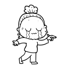 cartoon crying old lady