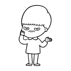 annoyed cartoon boy