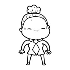 cartoon peaceful old woman