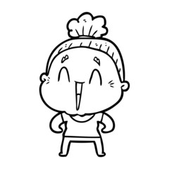 cartoon happy old lady