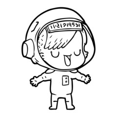 cartoon astronaut woman