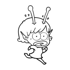 cartoon shocked alien girl