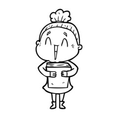 cartoon happy old lady