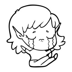 Obraz premium cartoon crying elf girl