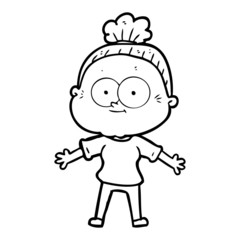 cartoon happy old woman