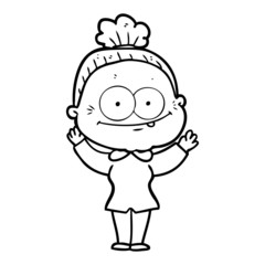 Obraz premium cartoon happy old woman