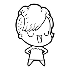 cute cartoon girl with hipster haircut