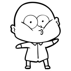 cartoon bald man staring
