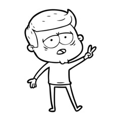 cartoon tired man