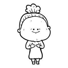 cartoon happy old woman