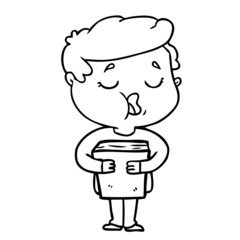 cartoon man holding book and singing