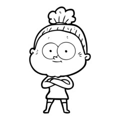 cartoon happy old woman