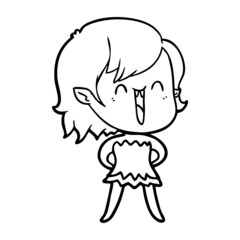 cute cartoon happy vampire girl