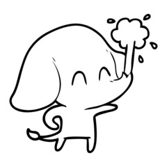 cute cartoon elephant spouting water