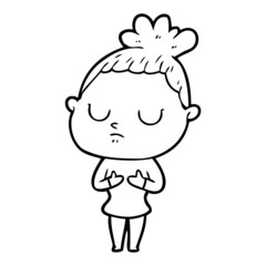 cartoon calm woman