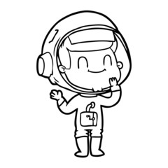 happy cartoon astronaut man