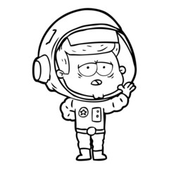 cartoon tired astronaut