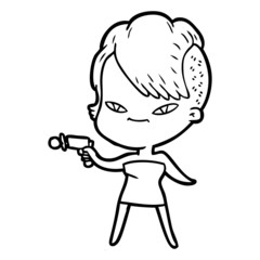 cute cartoon girl with hipster haircut