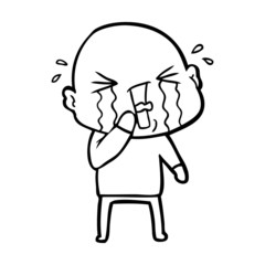 Obraz premium cartoon crying bald man