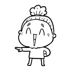 Fototapeta premium cartoon happy old lady