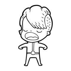 cartoon cool hipster girl talking