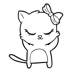 Fototapeta premium cute cartoon cat with bow