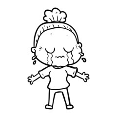 cartoon crying old lady