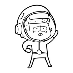 cartoon tired astronaut