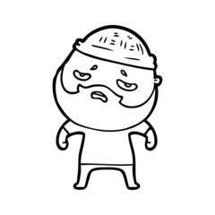 cartoon worried man with beard