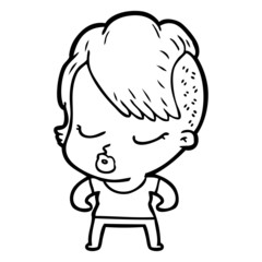 cartoon pretty hipster girl