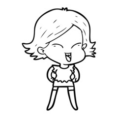 happy cartoon girl