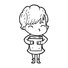 cartoon woman thinking