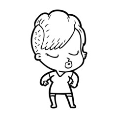 cartoon pretty hipster girl