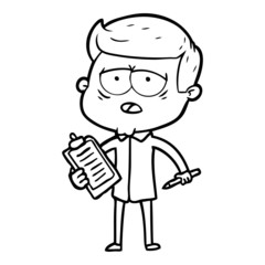 cartoon tired man
