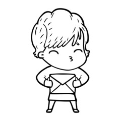 cartoon woman thinking