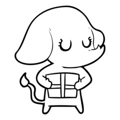 cute cartoon elephant with gift