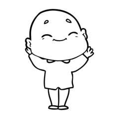 cartoon happy bald man
