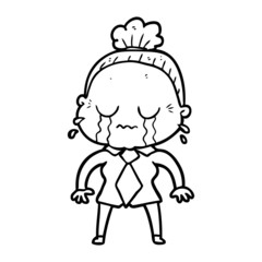 cartoon crying old lady