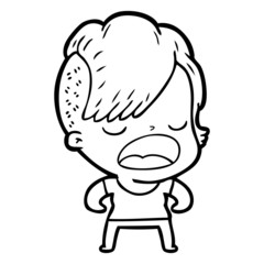 cartoon cool hipster girl talking