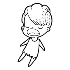 cartoon cool hipster girl talking