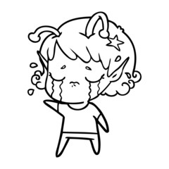 cartoon crying alien girl