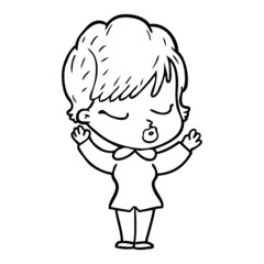 cartoon woman with eyes shut