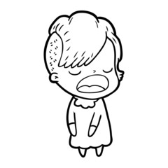 cartoon cool hipster girl talking