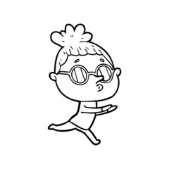 cartoon woman wearing glasses