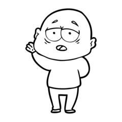 cartoon tired bald man