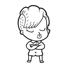 cartoon pretty hipster girl