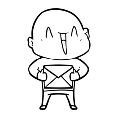 happy cartoon bald man