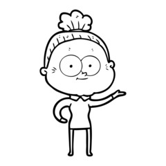 cartoon happy old woman